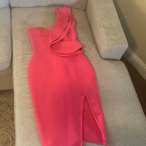 Women’s hot pink one shoulder formal dress